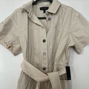 Eloquii Beige Button-Up Dress with Belt